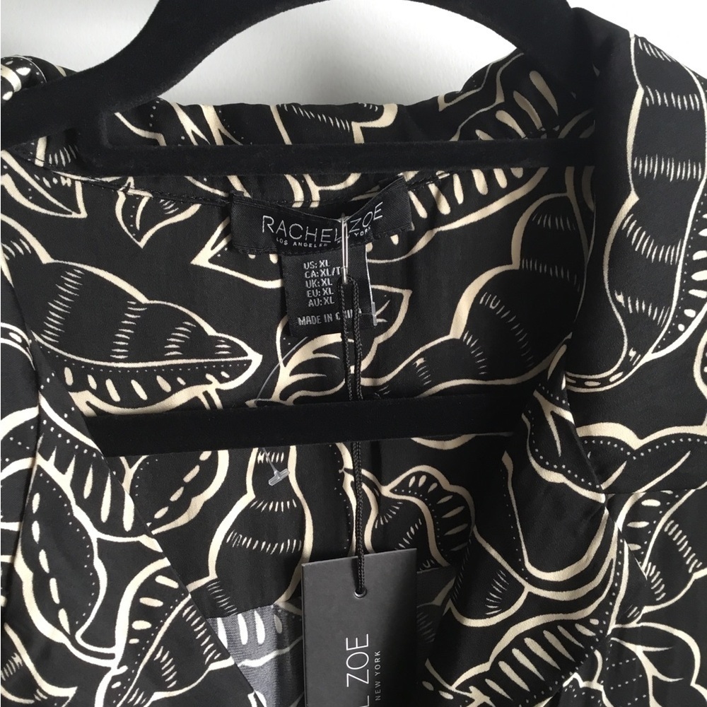 Rachel Zoe Black and Cream Leaf Print Blouse - Picture 2 of 3
